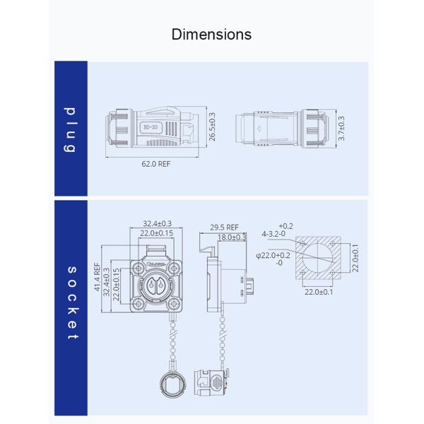 CNLINKO BD20 IP68 Industrial Waterproof Metal 7 Pin Round Male Female Connector