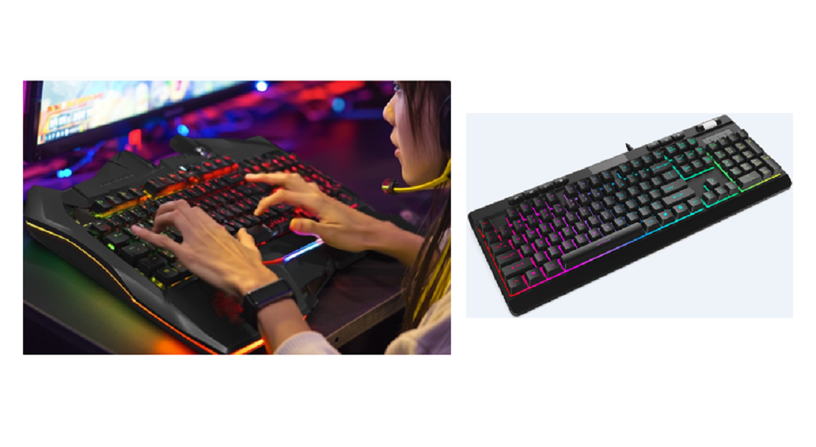 ETEK RGB Gaming Keyboard,104 Keys, Multimedia, Adjustable Backlight, 1.5M Leather Wire, Black, 660g
