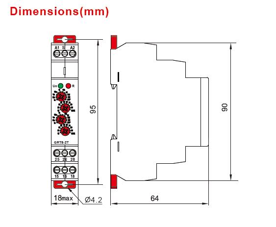 RT8-2T Double Delay Time Relay Din Rail Four Knobs