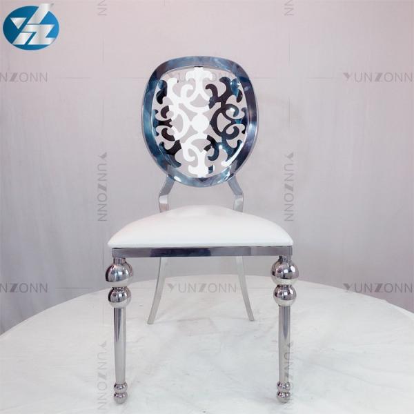 Cheap Artistic dining chair round back with flower design disassembly style stainless steel for sale