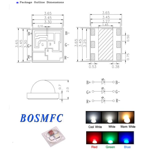 3W 3535 RGB LED 120 Degrees Dome Lens 3 In 1 Full Color Ceramic High Power SMD LED Factory Sell