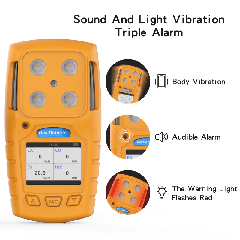 4 In 1 Gas Detector , Portable Multi Gas Analyser With USB Charger Port