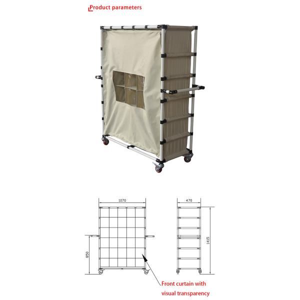 Simple Operation Canvas Lean Trolley / Stainless Steel Storage Trolley