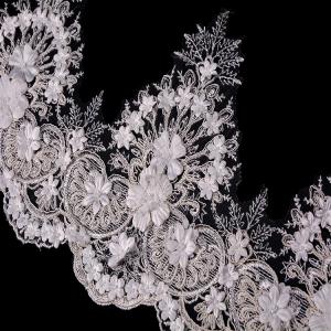 China Handmade 80% Nylon Lace Trim / Guipure Lace Trim Knitted With Beads on sale