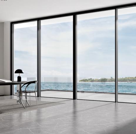 Cheap Tempered Glass Slim Aluminium Sliding Doors Safety With Multi Point Locking for sale