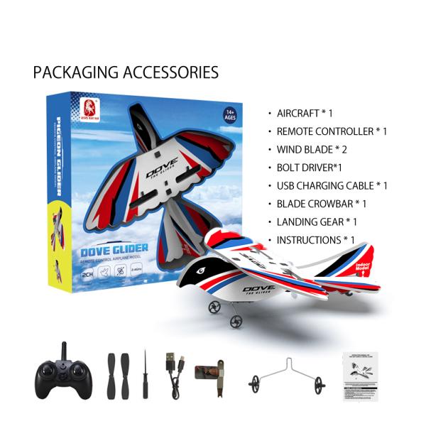 2.4G 3-CH RC Doves Plane Fly Toy RC Airplane MPP Model Brid Toys RC Glider Jet for Remote Control Battery 2*AA not included