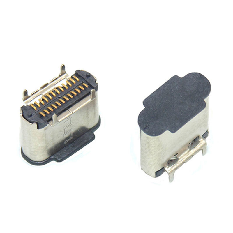 USB-31C-F-01BS02 H6.5 USB 3.1 Type C Female Socket Right Angle PCB SMT Dual Row Tab