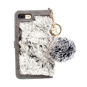 Best Flip Wallet Fur Leather Phone Case for iPhone 7Plus, For iPhone 8 Plus Fur Wallet Case wholesale
