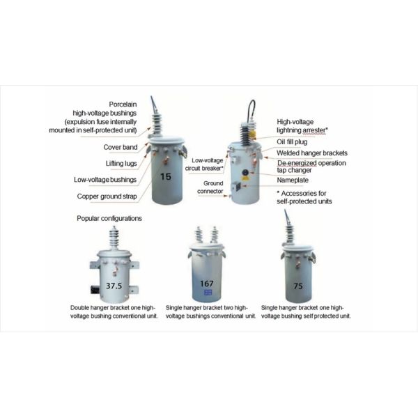37.5kVA Single-Phase Pole-Mounted Distribution Transformer with ONAN Cooling and Silicon Steel Core