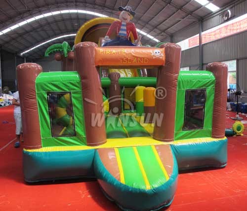 Pirate Inflatable Bounce House With Slide For Large Playgrounds / Leisure Center