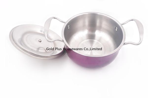 Cheap Colorful Stainless Steel Cooking Pot 18cm Sauce Pan Metal Cookware Sets for sale