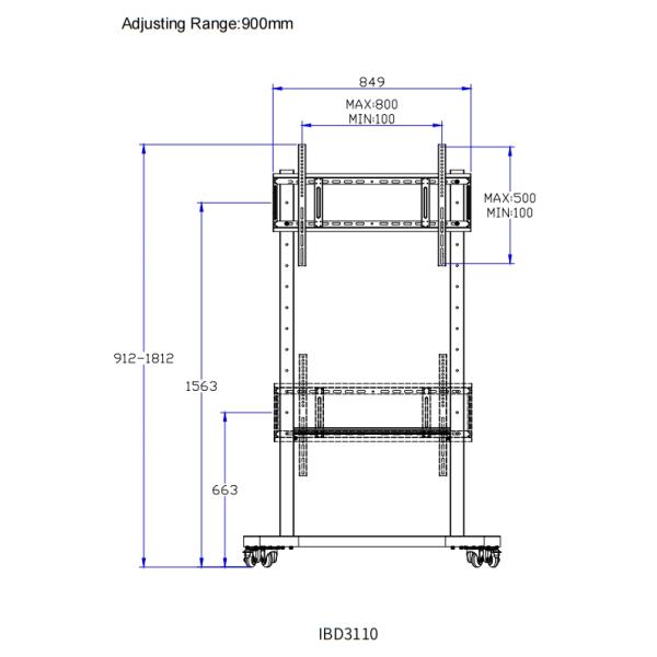 Interactive Whiteboard Stand Movable 42 To 86 Inch TV Monitor Lifting Mobile Stand Max.Bearing 80KGS