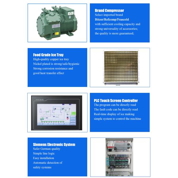 22*22*22mm Ice Size 1 ton 2 ton 3 ton Industrial Ice Cube Making Machine with 10.5kW Power