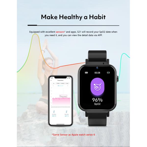 1.75inch 320 * 385 Resolution 1.5 Hour Charging Time Face Recognition Video Chat 4G S21 Smart Watch for Weather Monitoring