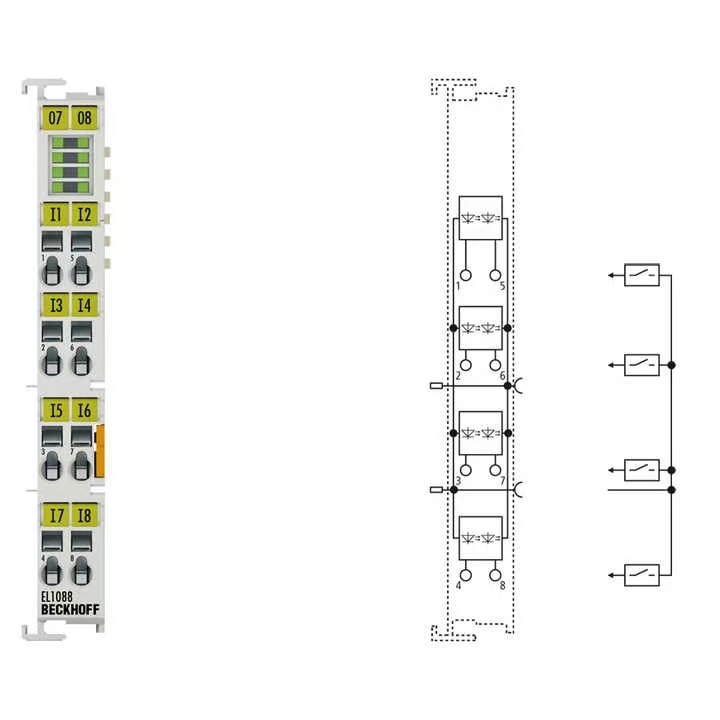 Beckhoff EL1088 | EtherCAT Terminal, 8-channel digital input, 24 V DC, 3 ms,