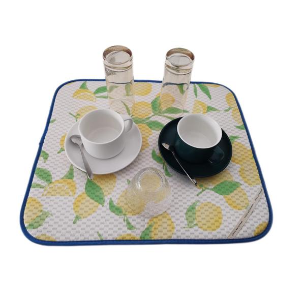 Microfiber Dish Drying Mat For Dish Drainer Medium Size Lemon Design