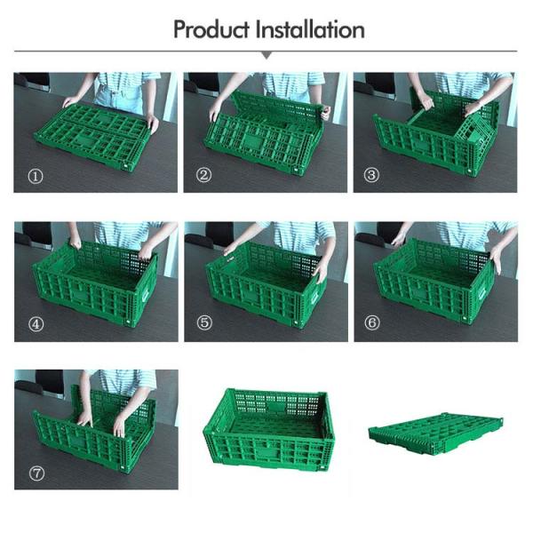Portable Collapsible Fruit Plastic Crates With Hole Handles