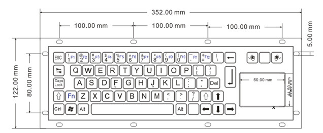 Laser Engraved Industrial Keyboard With Touchpad 71 Keys Type Vandal Proof