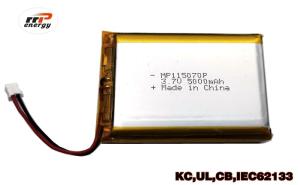 China Long Life Cycles High Capacity Power Bank Lithium Polymer Battery 115070P 5000mAh 3.7V UL KC CB IEC62133 on sale