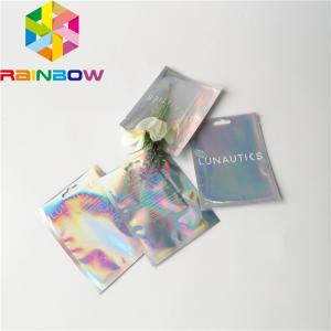 Best Clear Front Foil Pouch Packaging Custom Hologram Rainbow Foil Smell Proof Mylar Bag wholesale