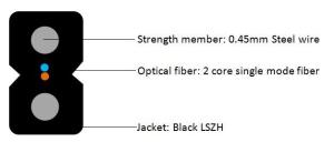 China FPR Drop Wire Fiber Optic 2 Core , G657a2 GJXFH Indoor FTTH Drop Cable on sale
