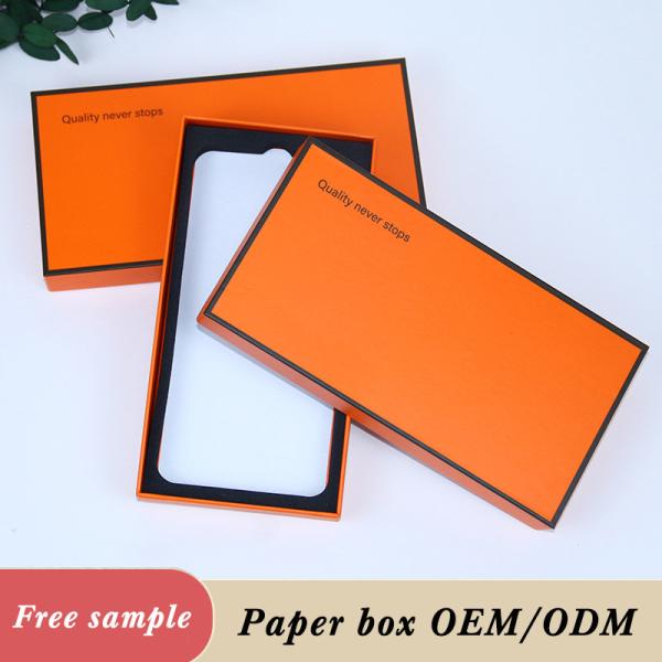 Orange Custom Logo Phone Case Paper Packaging Box Custom Lid And Base Wholesale