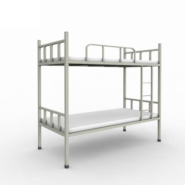 Cheap Dormitory Double Layer Anti Slip Gray Color Metal Bunks With Ladder for sale