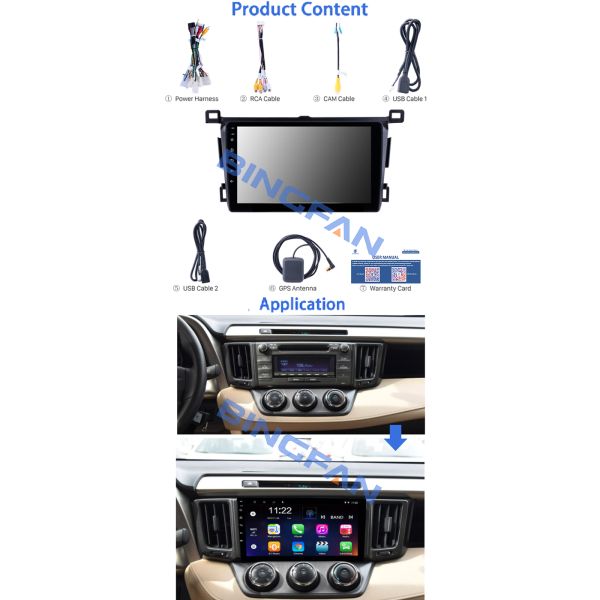 HD 1024*600 Touch Screen Gps Tracker Frame Kit Dvd Car Radio Android Player For Toyota RAV4 2013-2018