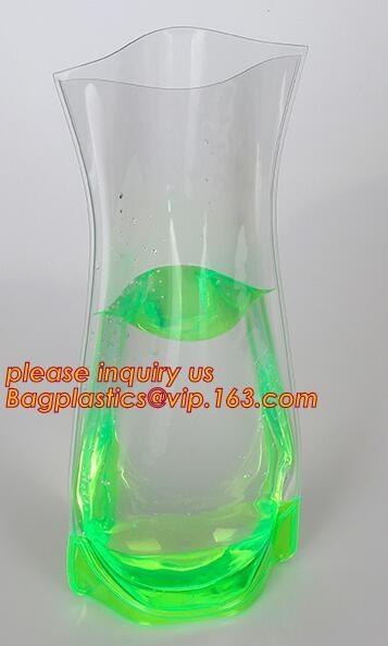 Cheap Square Plastic Vase,Plastic Flower Vases, transparent PVC bag, vase pouch, stand up vase, plastic vase, floral bags pack for sale