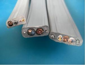 Flat Flexible Traveling Elevator Cable with TV Camera Cable in Grey Color