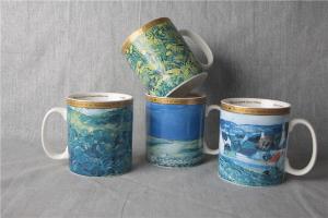 Best 20 Oz Ceramic Stoneware Mugs , Exquisite Printing Drink Ware Porcelain Coffee Cup wholesale