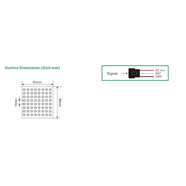 Smd5050 APA102c Flexible Led Panel 8x8 Dot Matrix