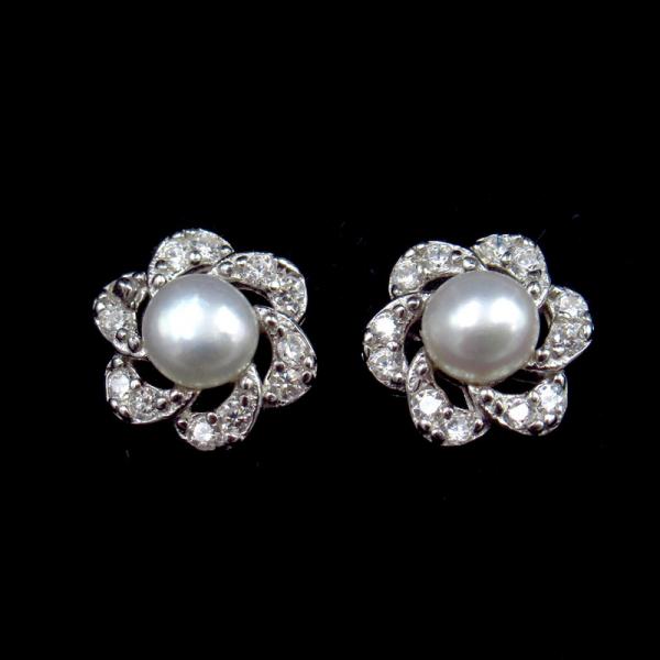 Cheap Fashion Silver Pearl Earrings / Sunshine Real Pearl Earrings Beads Jewelry For Women for sale