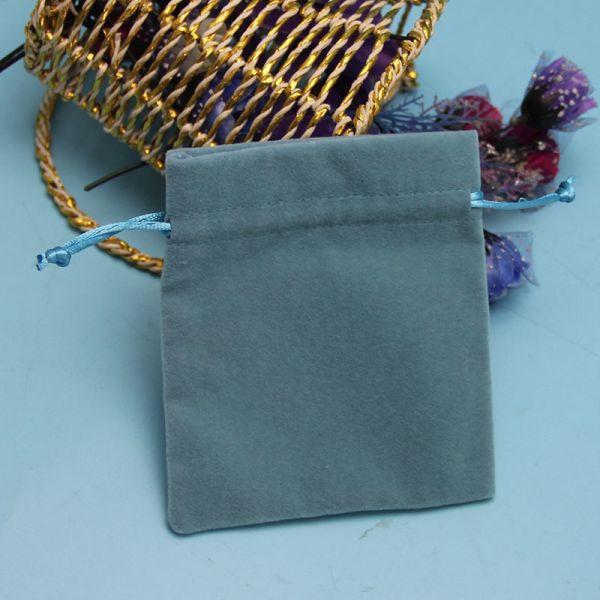 Casual Short Plush Drawstring Jewelry Bag Solid Pattern Easily Opened / Closed