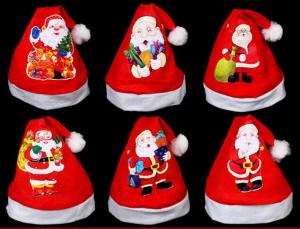 China Red Christmas Hat For Gift Plush Hat  For Christmas Party,Printing Santa Claus on sale