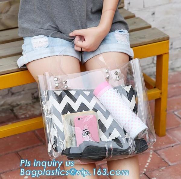 Cheap PVC Clear Glitter Chain Shoulder Bag, PVC Shoulder Plastic Beach Bag, clear pvc gift handbags, shoulder beach pvc bags for sale