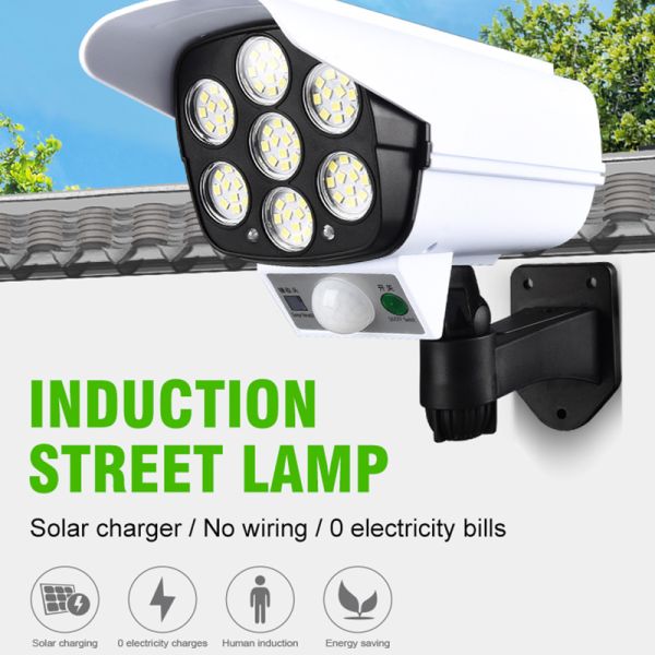 77 LED Solar Light Motion Sensor Security Dummy Camera Wireless Outdoor Flood Light IP65 Waterproof Lamp 3 Mode For Home Garden