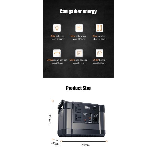 1110wh Backup Lithium Battery Portable Power Station 300000mAh 1000 Watt Power Bank