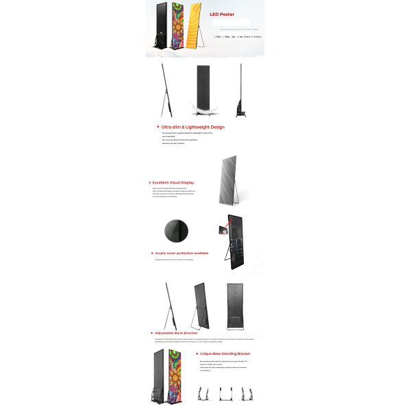 P2.5 LED Poster Display With AC110V/220V Input Voltage Size 640*1920mm 200W Energy Saving