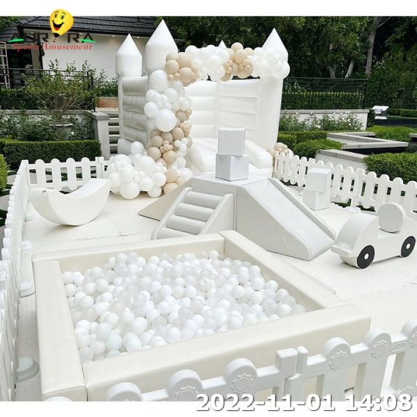 Kids Party Rental Equipment Ball Pit Balls Toddler Bounce House White Soft Play