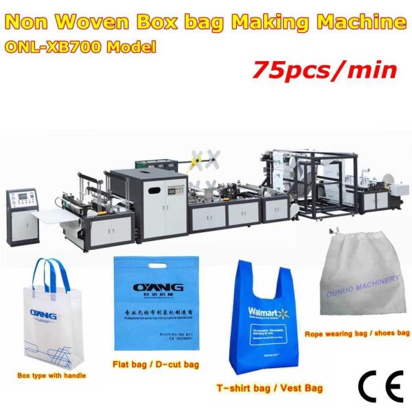Cheap New design full automatic non woven box bag making machine with online handle for sale