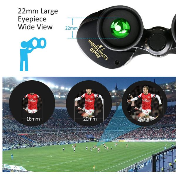 Clear Low Light Vision Hunting Telescope 20x50 High Power Compact Binoculars