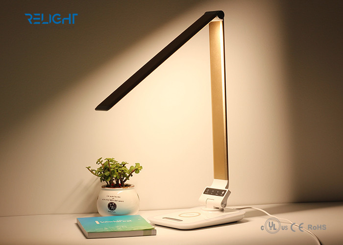 Modern Sensitive Touch Foldable LED Wireless Charging Desk Lamp with Flicker-free Light Source and Ambient Light