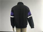 Men ' S Black Polyester bomber Jacket With Purple Insertion And Milk Sherpa