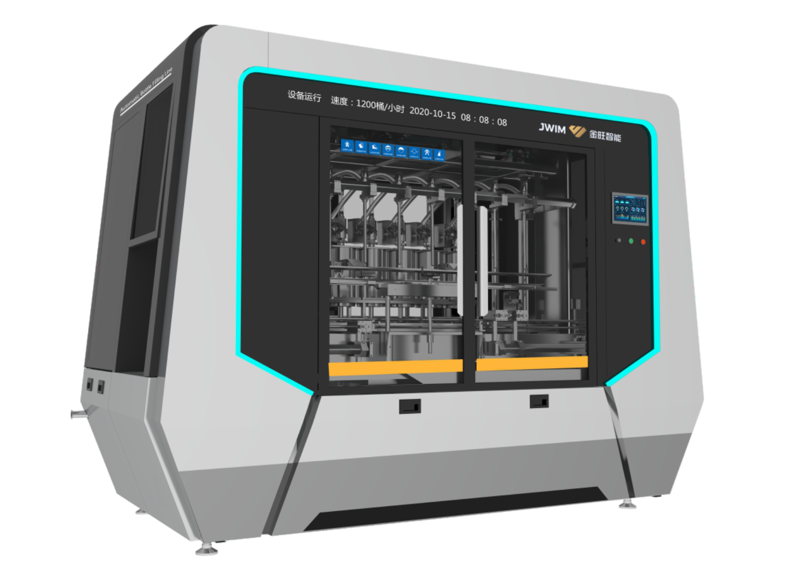 8 Nozzles Automatic Piston Filling Machine High Speed 1800BPH 1-5L