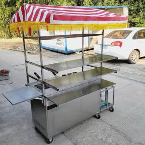 Best 110v/220v Mobile Stainless Steel Street Food Snack Gas Trolley Handcart Cart for 2023 wholesale
