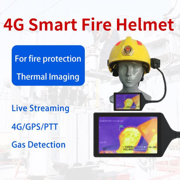 4G Smart Thermal Measuring Helmet Camera Multi-Gas Detection Bluetooth4.0 GPS Led Light