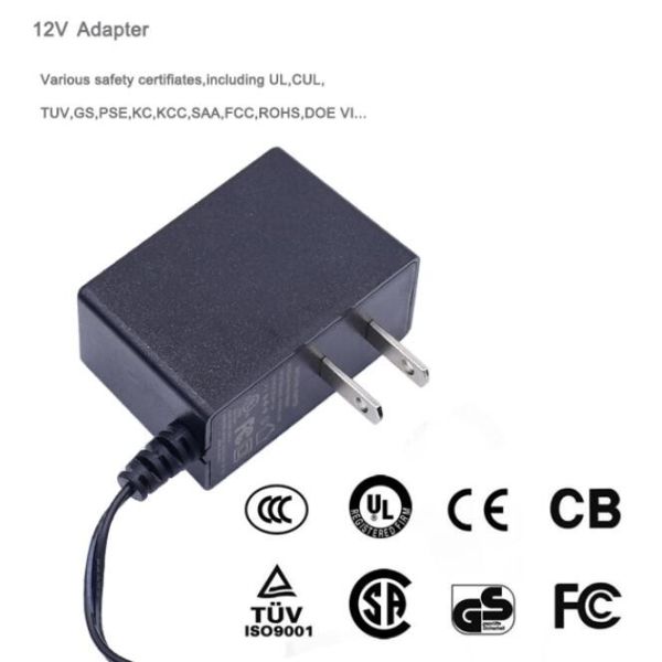 12V 1A 12Watt US EU Wall Mount Power Adapter with Level VI CE UL marked for CCTV Camera led neon lights
