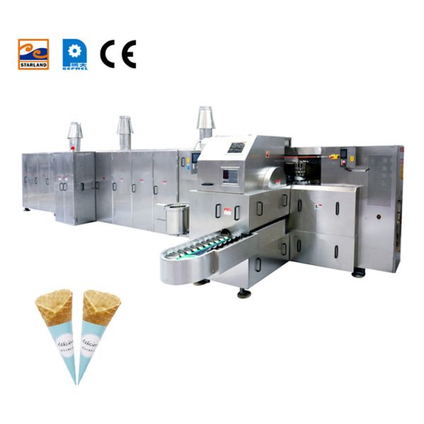 Crisp Snow Rolled Sugar Cone Making Machine Automatic Waffle Biscuit Baking