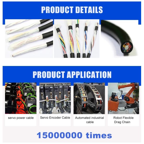 TRVV Copper Conductor Robotic Flexible Cables 6 Core Drag Chain Robot Hand Control System Towline